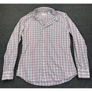 Dockers Plaid Shirt Mens M Vintage Button Up Long Sleeve Red White Blue USA